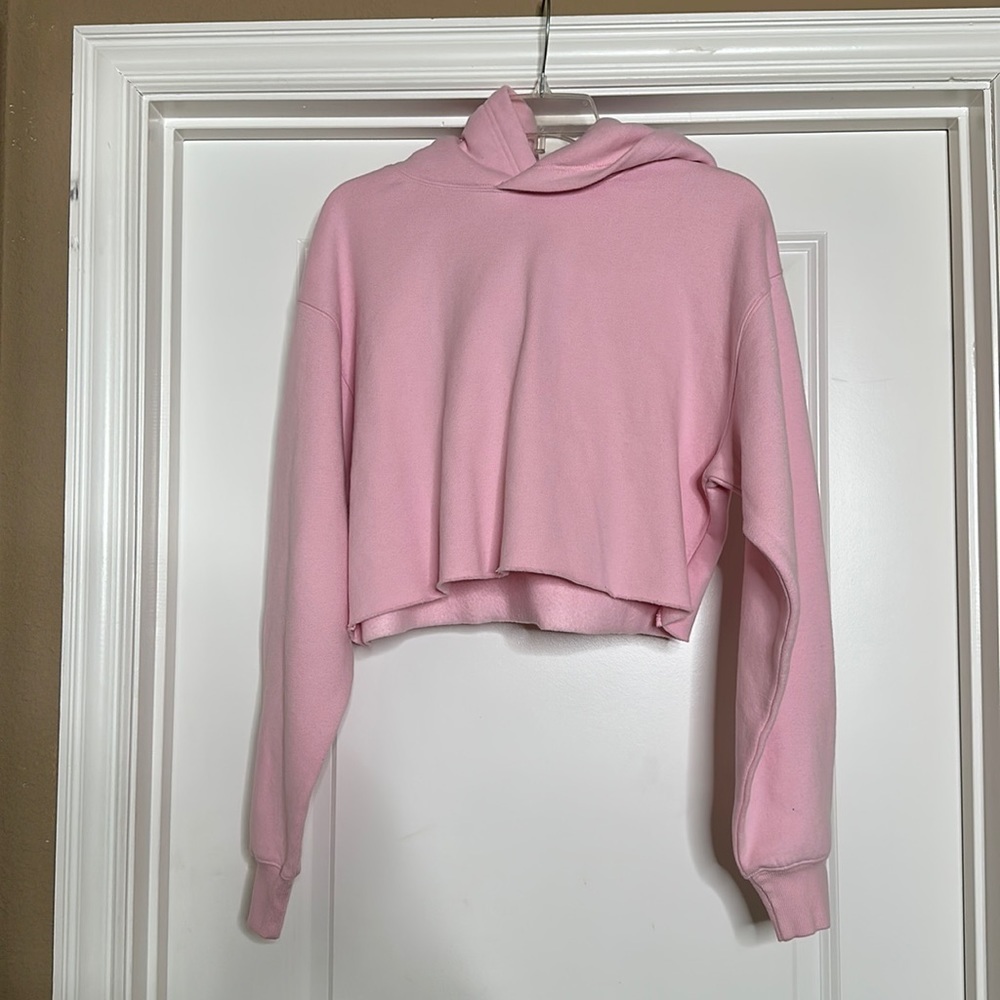 TNA Cropped Pink Hoodie Sweatshirt